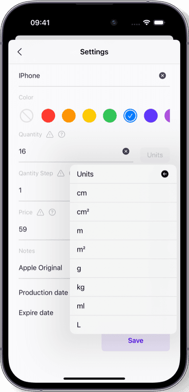 Preview of the Sklad inventory app interface 1