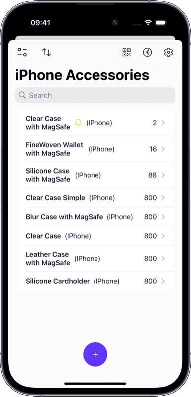 Preview of the Sklad inventory app interface 3